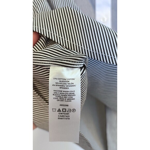 Ann Taylor Black And White Pinstriped Button Down Shirt Size 8 - Picture 5 of 6